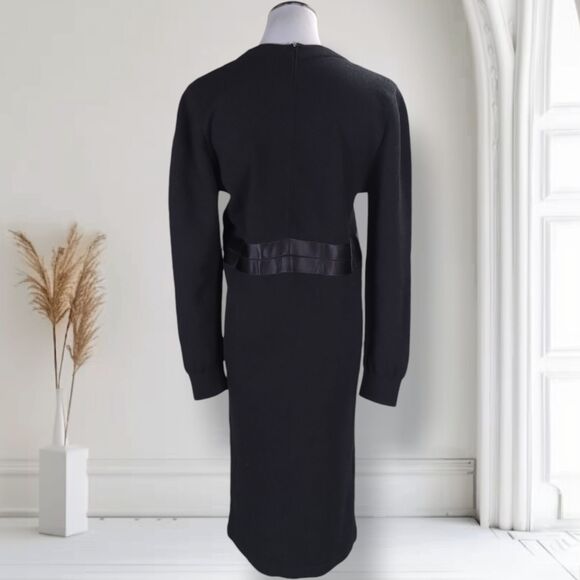 Vintage 90s Adolfo Saks Santana Knit Blazer Dress Size M Rhinestone Buttons - Picture 3 of 16